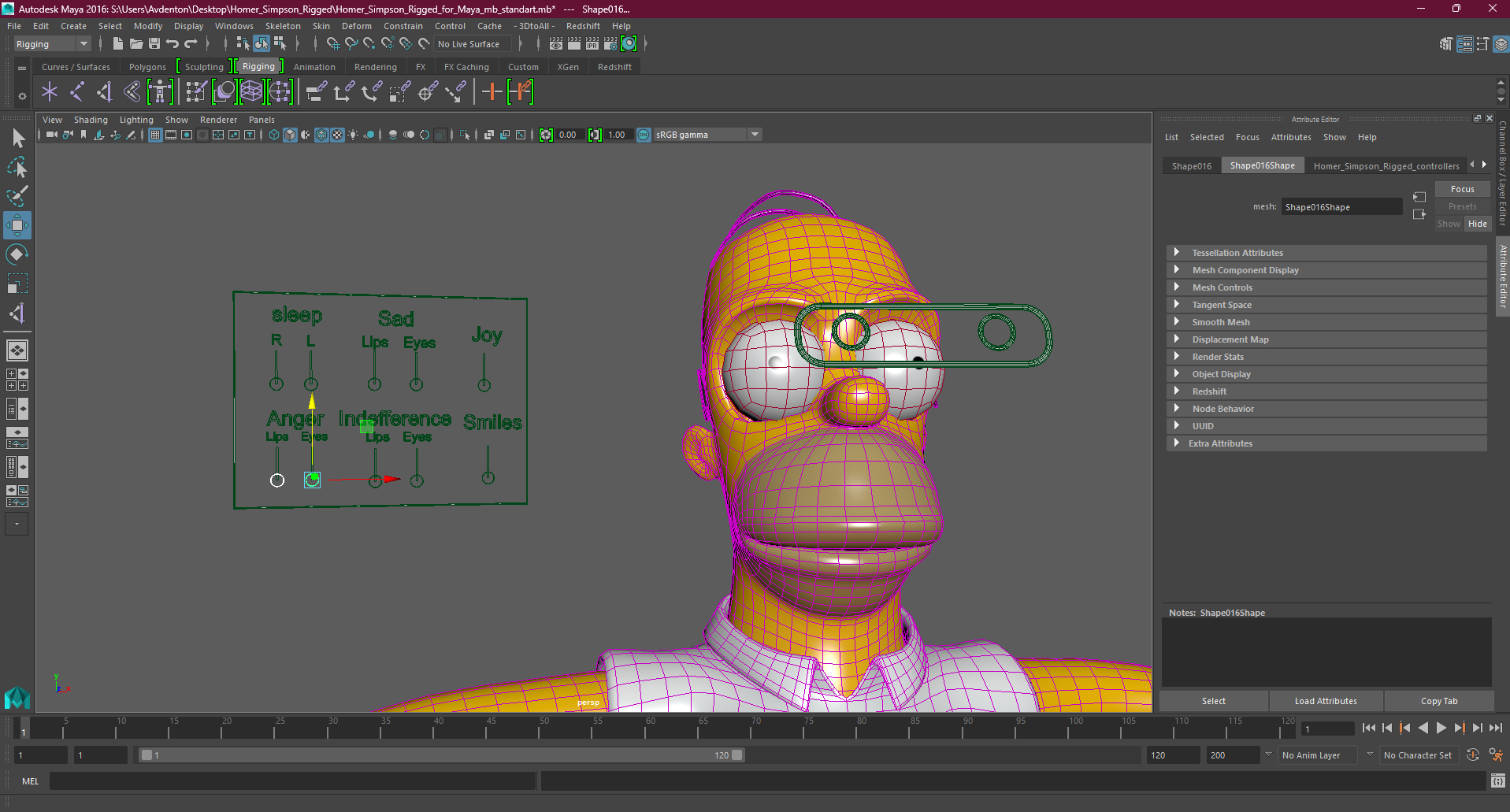 Homer Simpson Rigged for Maya 3D model