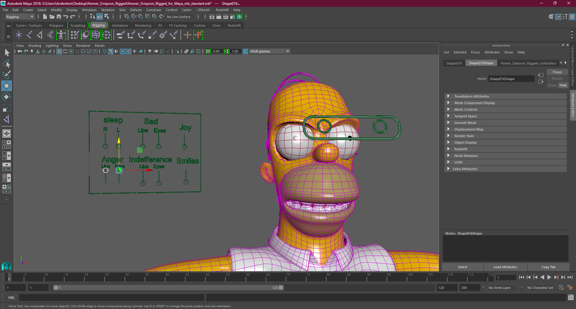 Homer Simpson Rigged for Maya 3D model