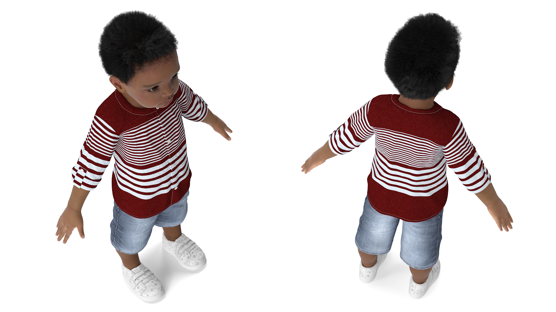Black Baby Boy Light Skin in Summer Outfit A-Pose 3D model