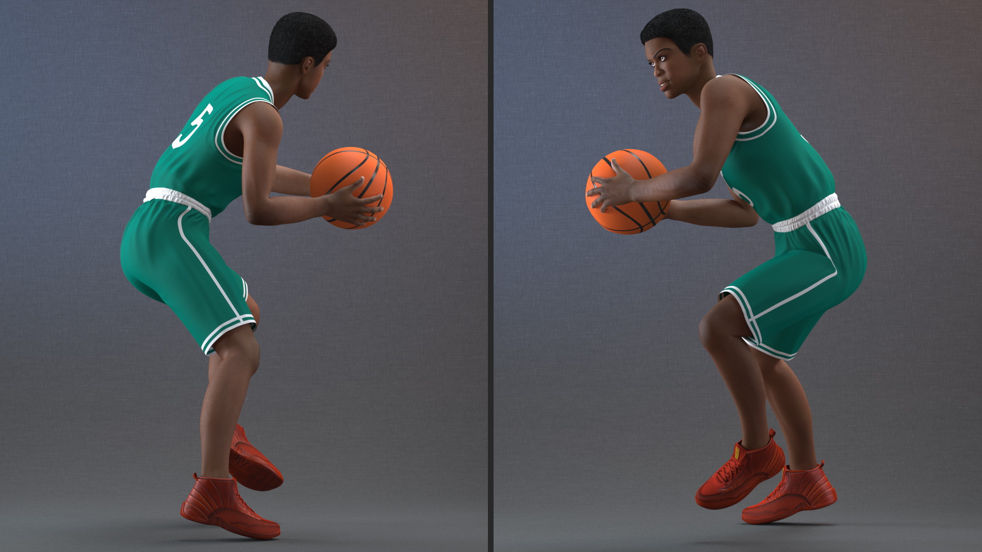 3D model Light Skin Teenager Basketball Player Playing Pose