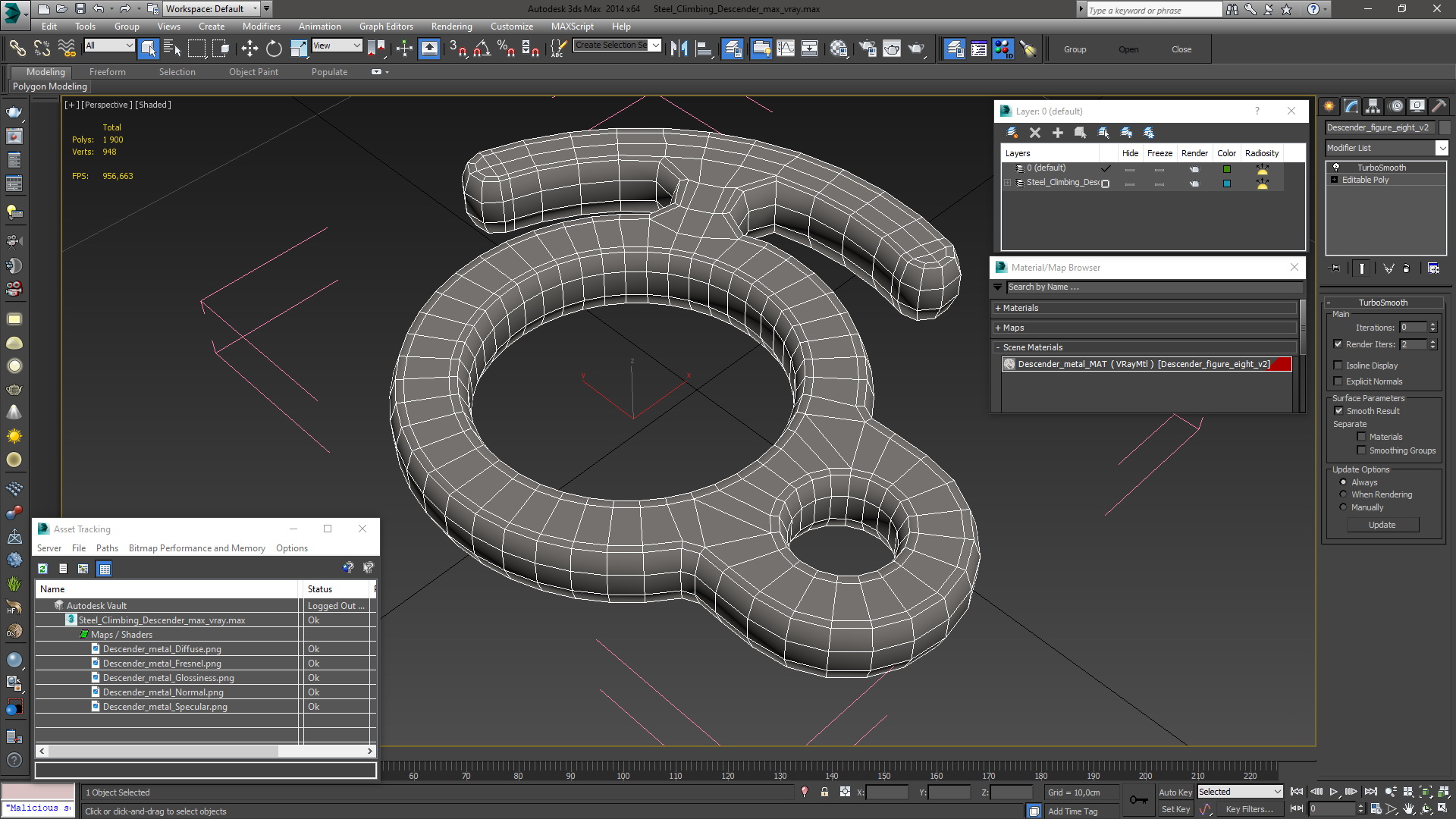 Steel Climbing Descender 3D model