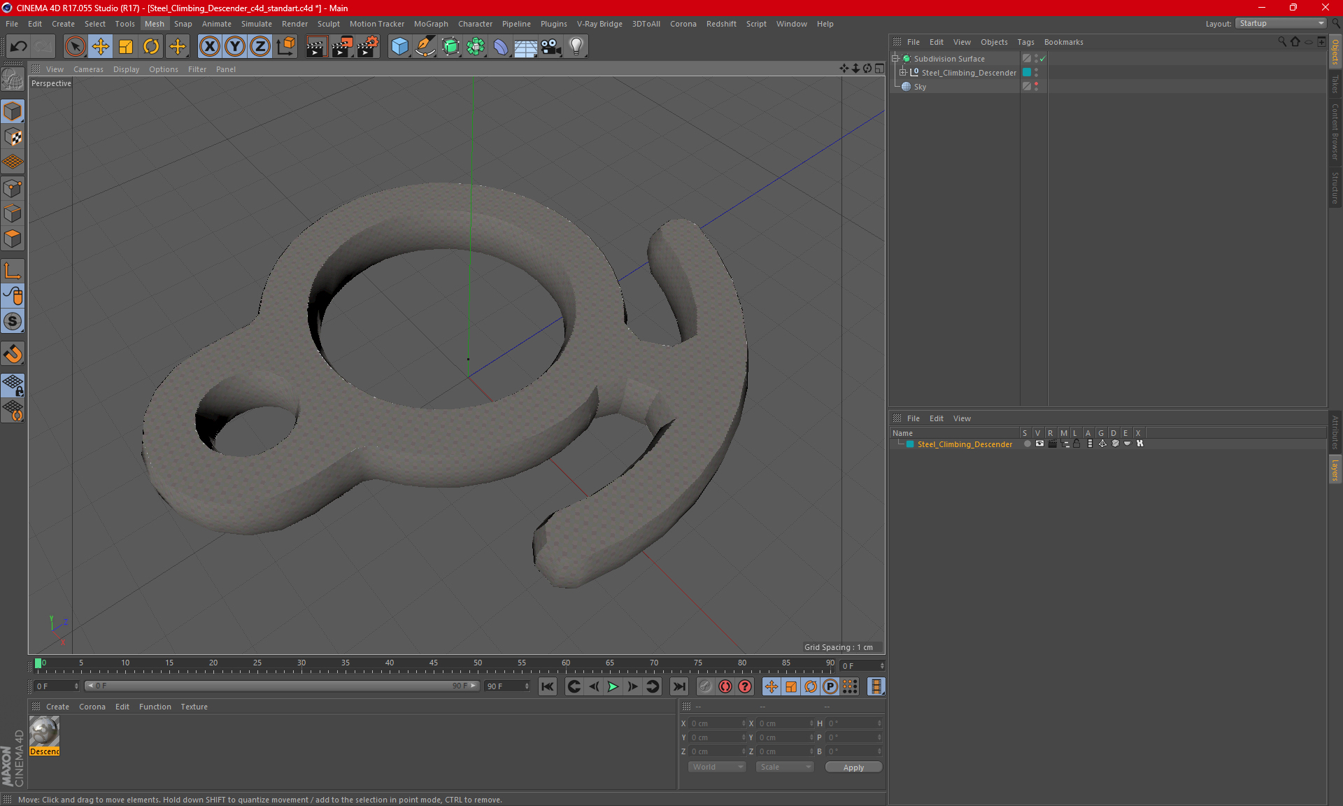 Steel Climbing Descender 3D model