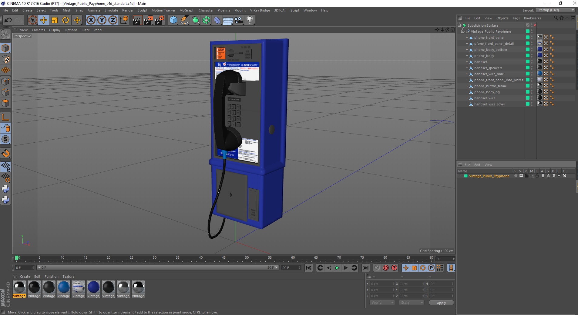 3D Vintage Public Payphone model