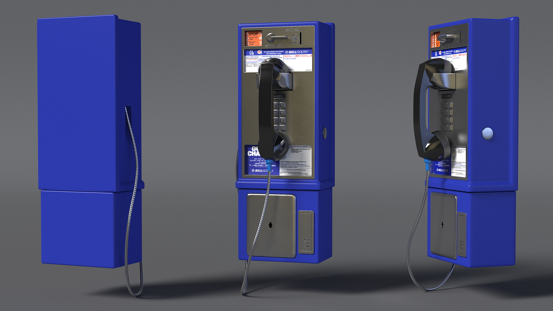 3D Vintage Public Payphone model