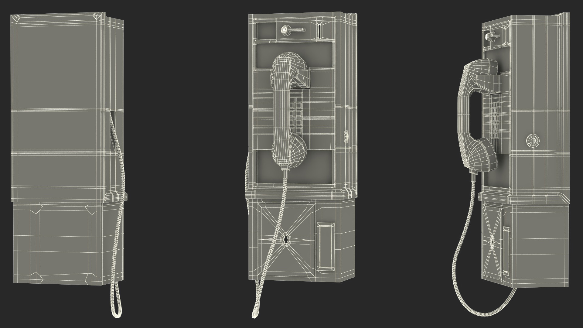 3D Vintage Public Payphone model