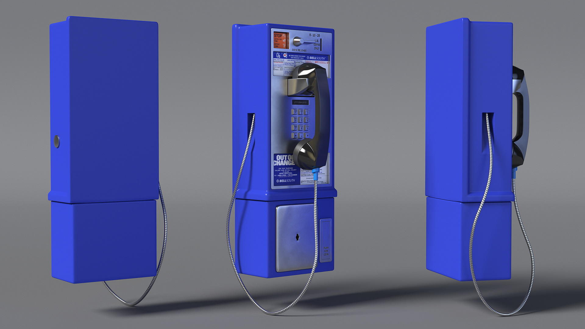 3D Vintage Public Payphone model