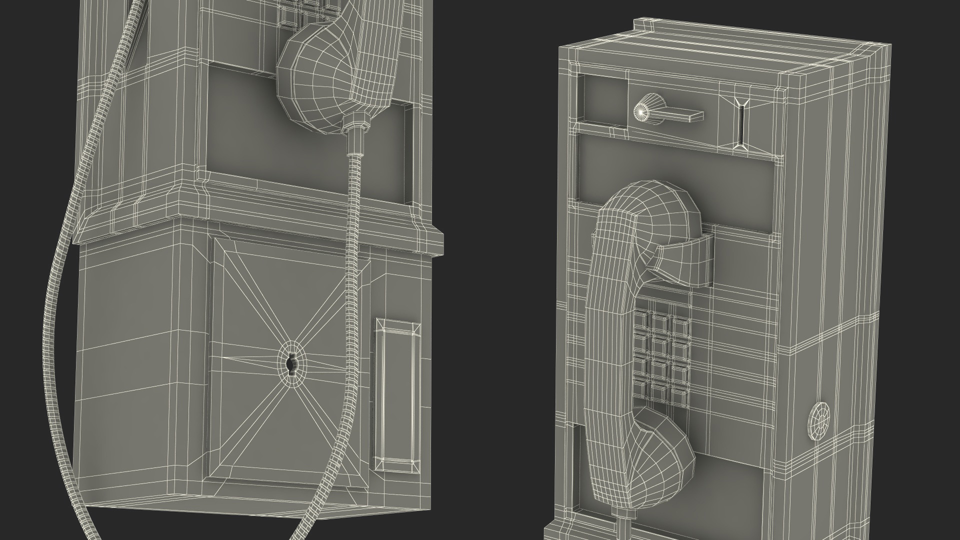 3D Vintage Public Payphone model