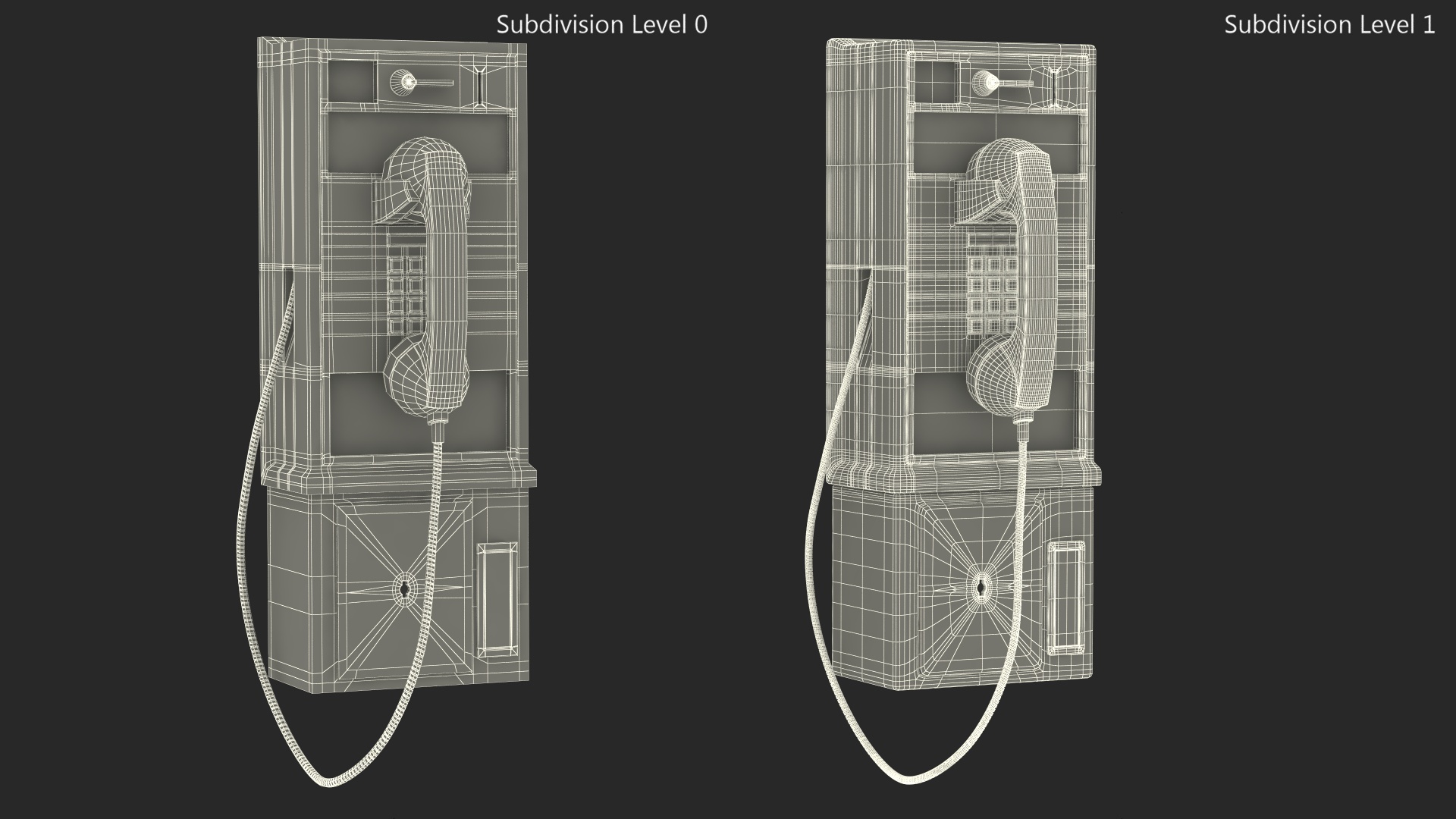 3D Vintage Public Payphone model