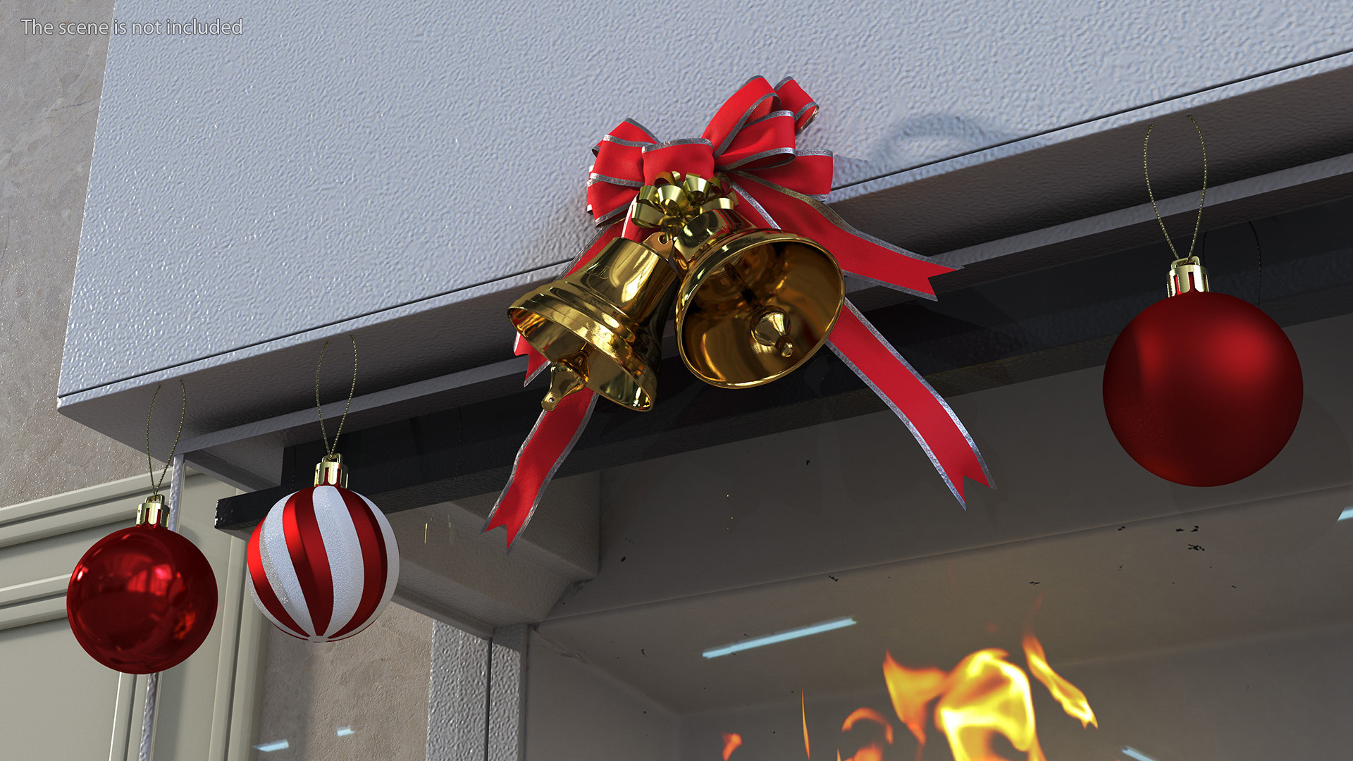 Festive Fireplace Scene with Christmas Decorations Fur 3D model