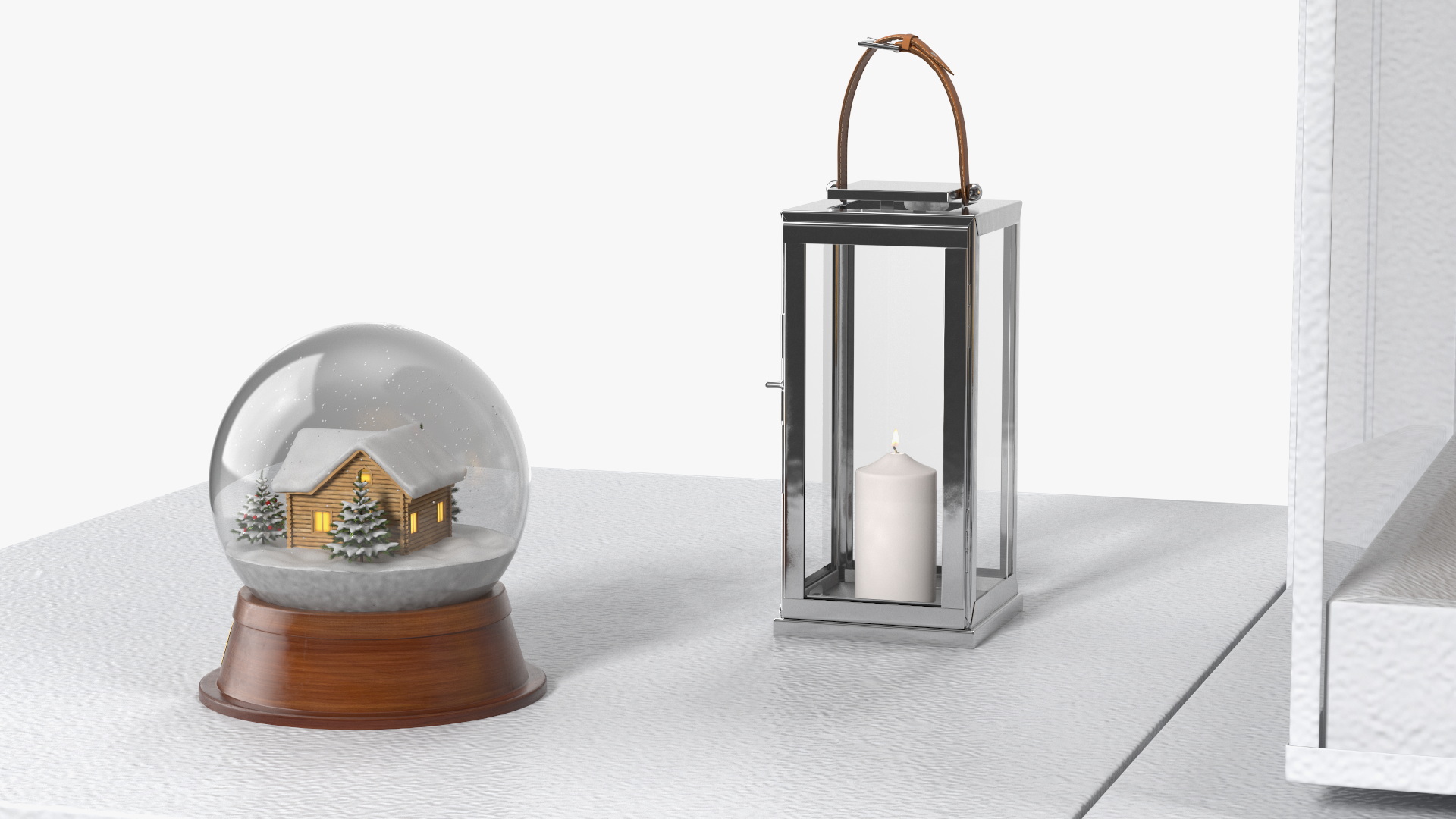 Festive Fireplace Scene with Christmas Decorations Fur 3D model