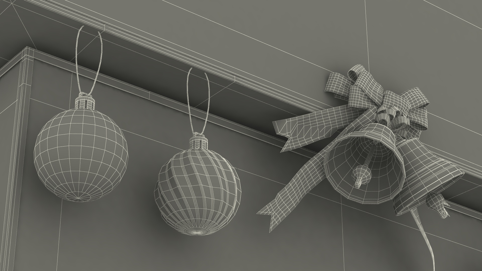 Festive Fireplace Scene with Christmas Decorations Fur 3D model