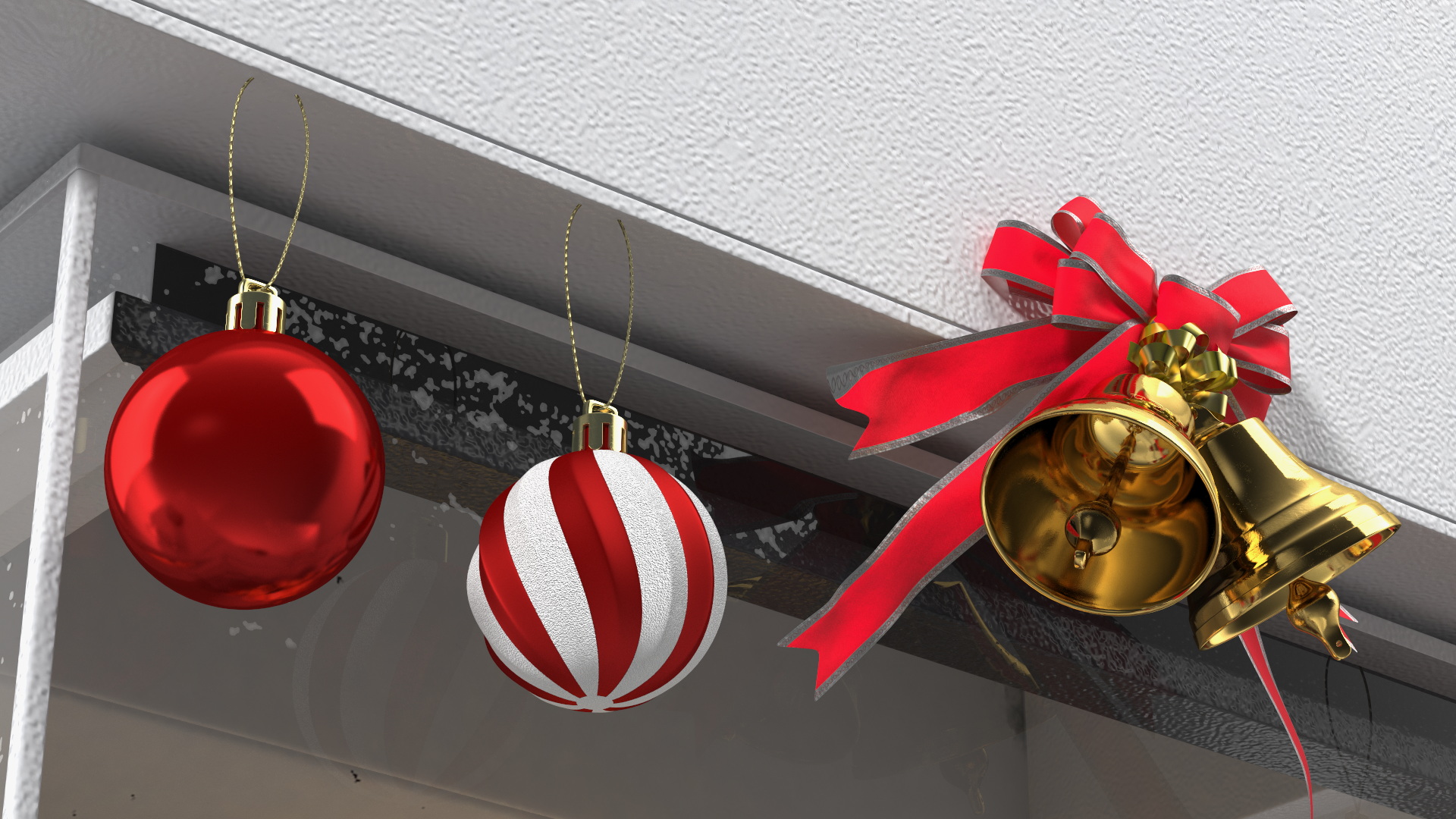 Festive Fireplace Scene with Christmas Decorations Fur 3D model