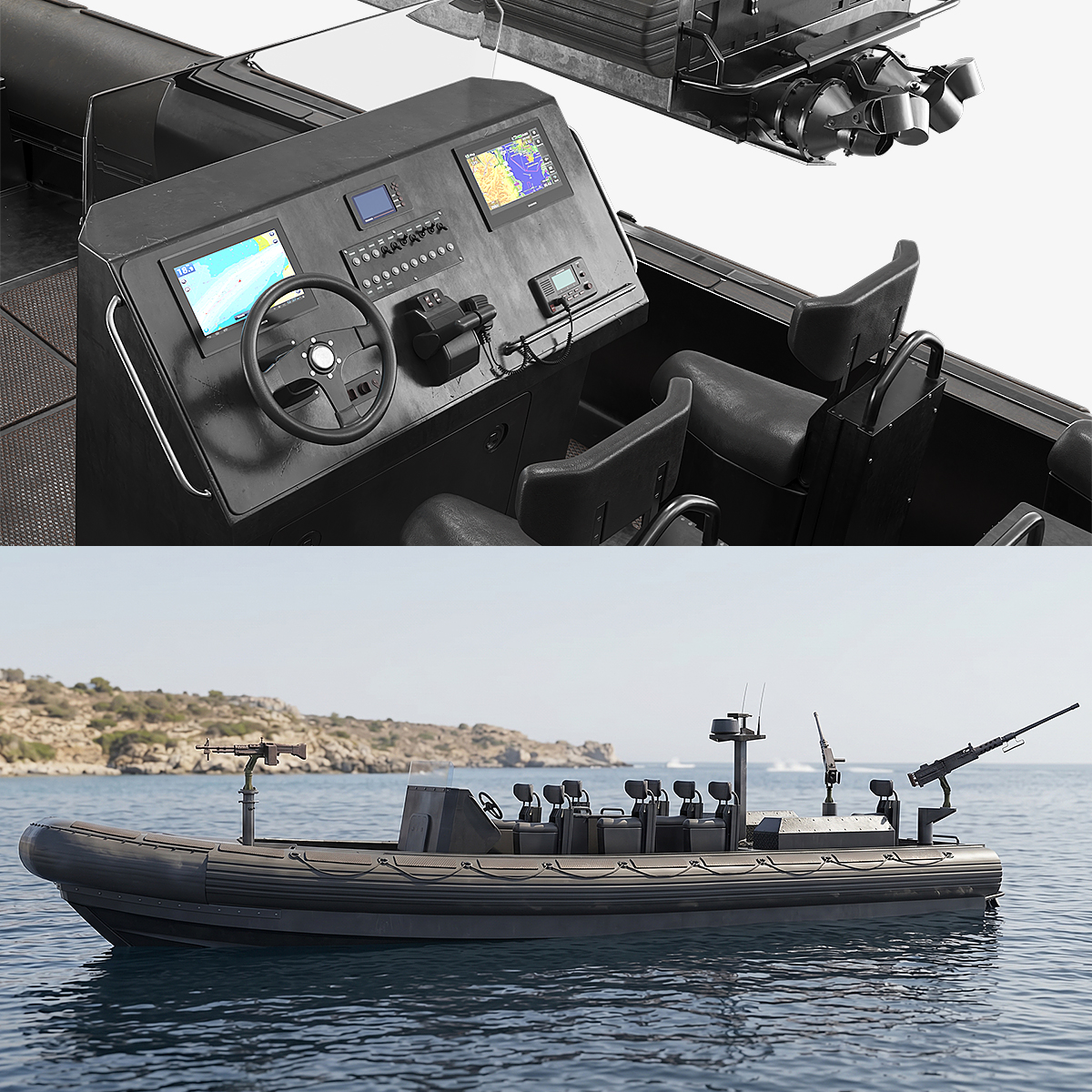 Zodiac Hurricane Military Boat 3D model preview