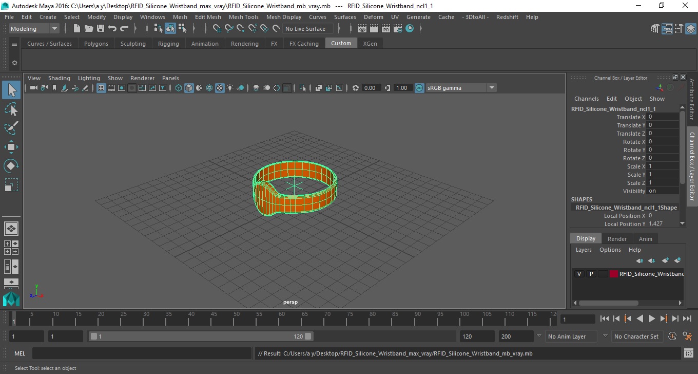 3D RFID Silicone Wristband model