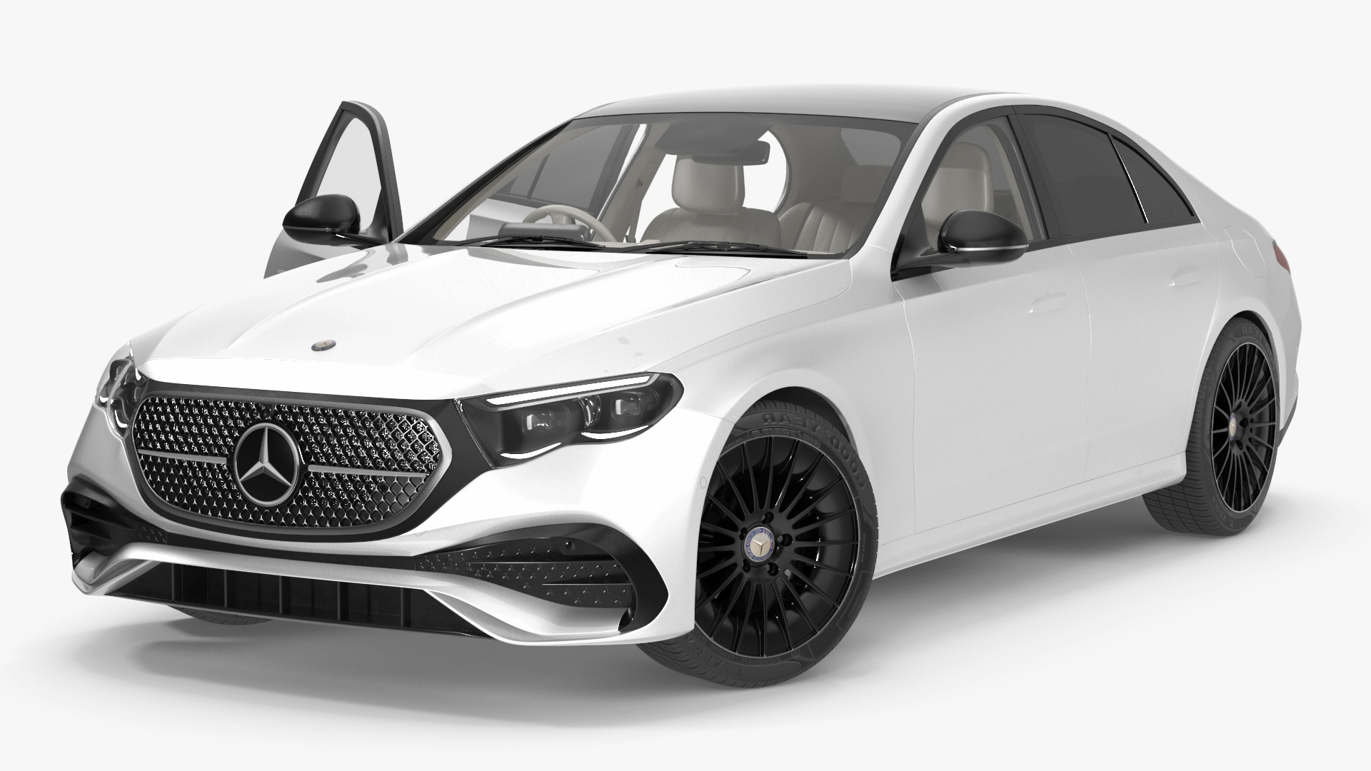 New E-Class Mercedes 2023 White Rigged for Maya 3D