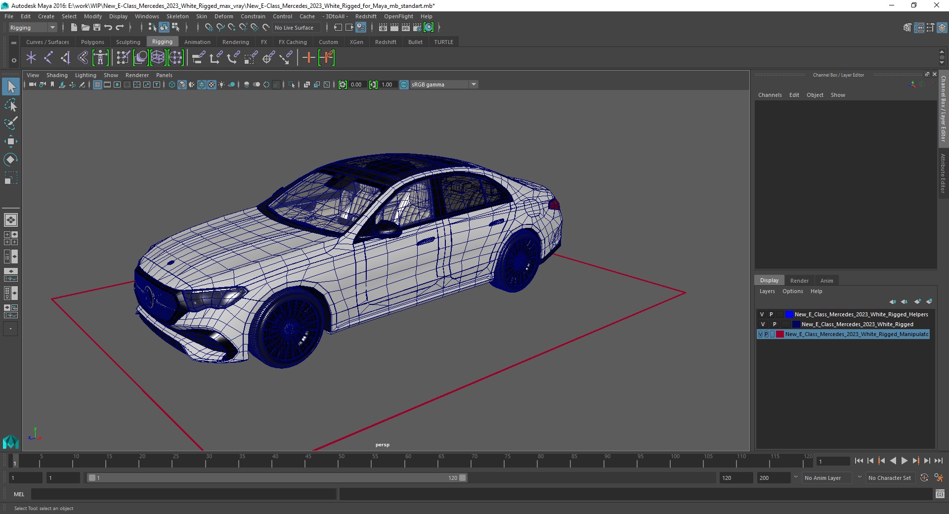 New E-Class Mercedes 2023 White Rigged for Maya 3D