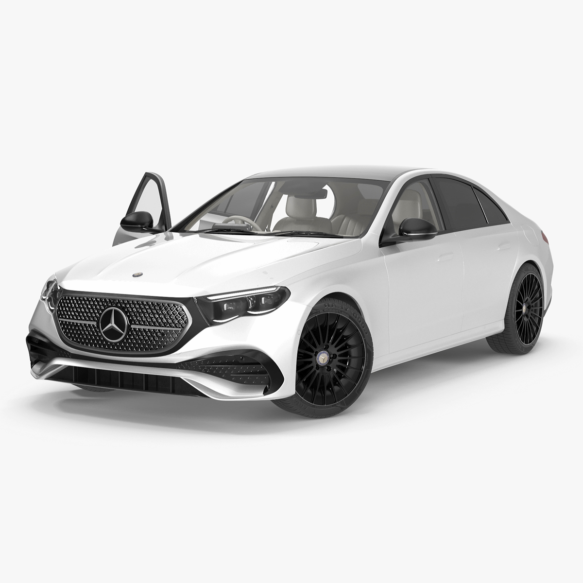 New E-Class Mercedes 2023 White Rigged for Maya 3D