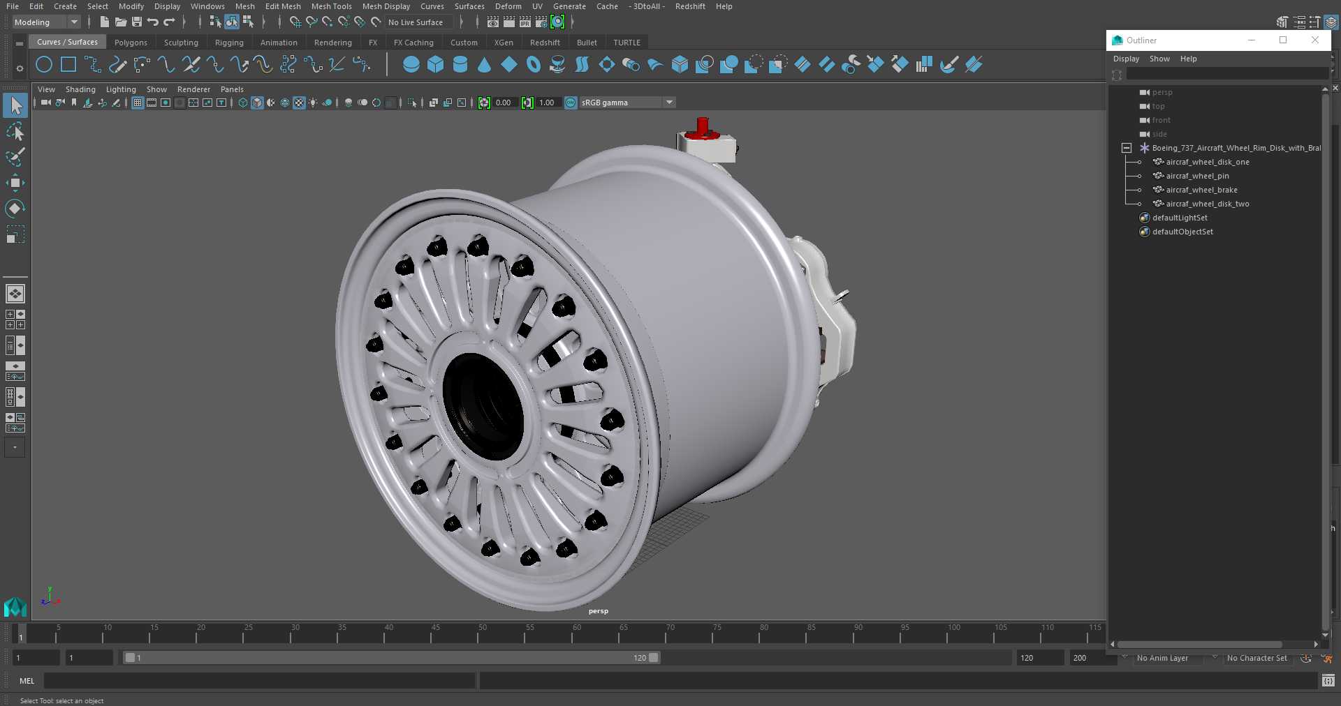 3D model Boeing 737 Aircraft Wheel Rim Disk with Brake