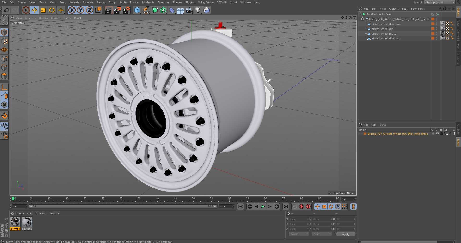 3D model Boeing 737 Aircraft Wheel Rim Disk with Brake