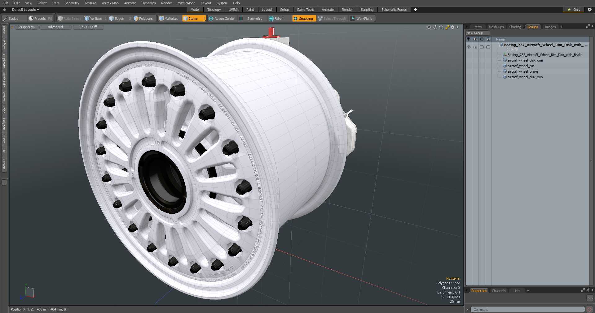 3D model Boeing 737 Aircraft Wheel Rim Disk with Brake