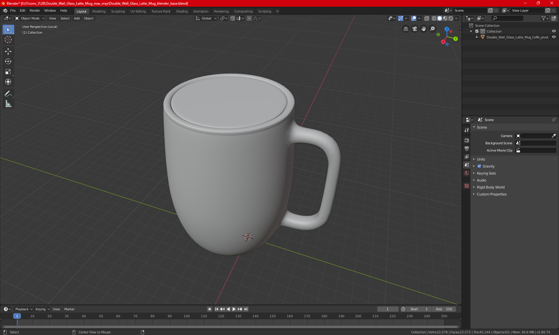 Double Wall Glass Latte Mug 3D