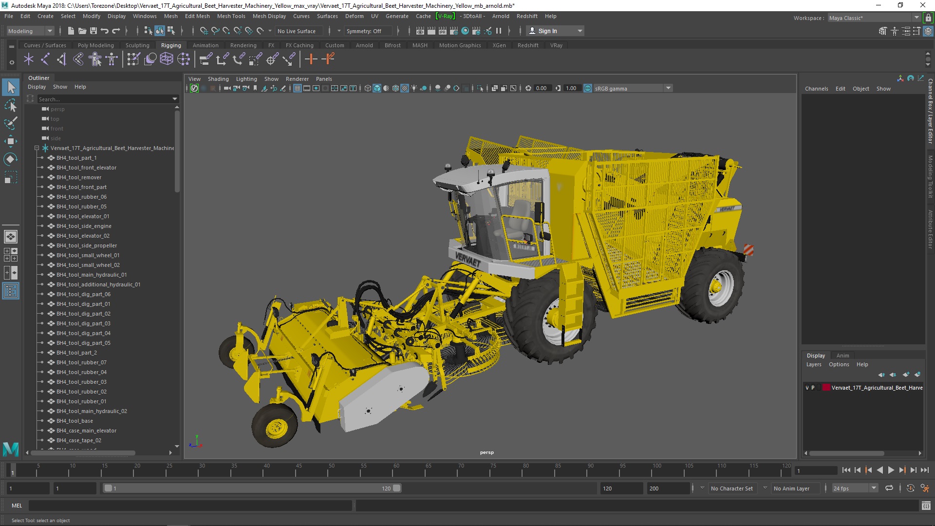 3D Vervaet 17T Agricultural Beet Harvester Machinery Yellow