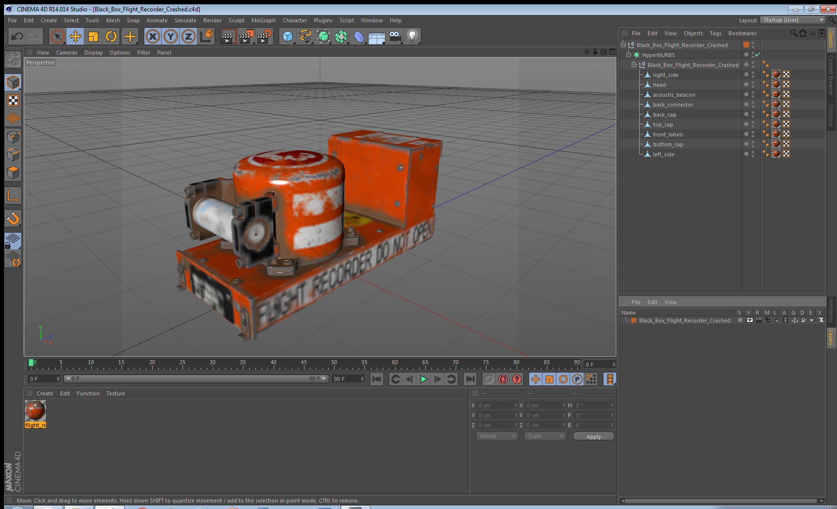 3D Black Box Flight Recorder Crashed model