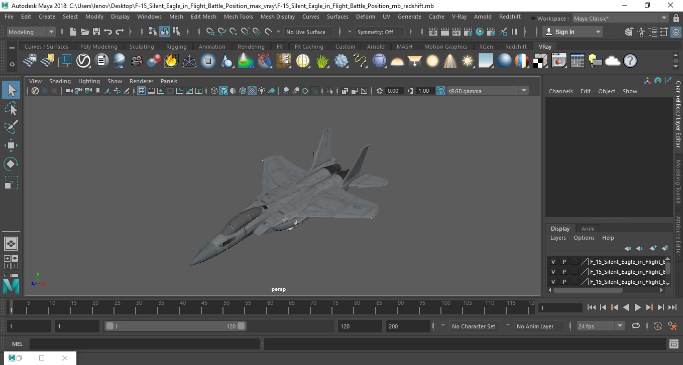 3D F-15 Silent Eagle in Flight Battle Position model