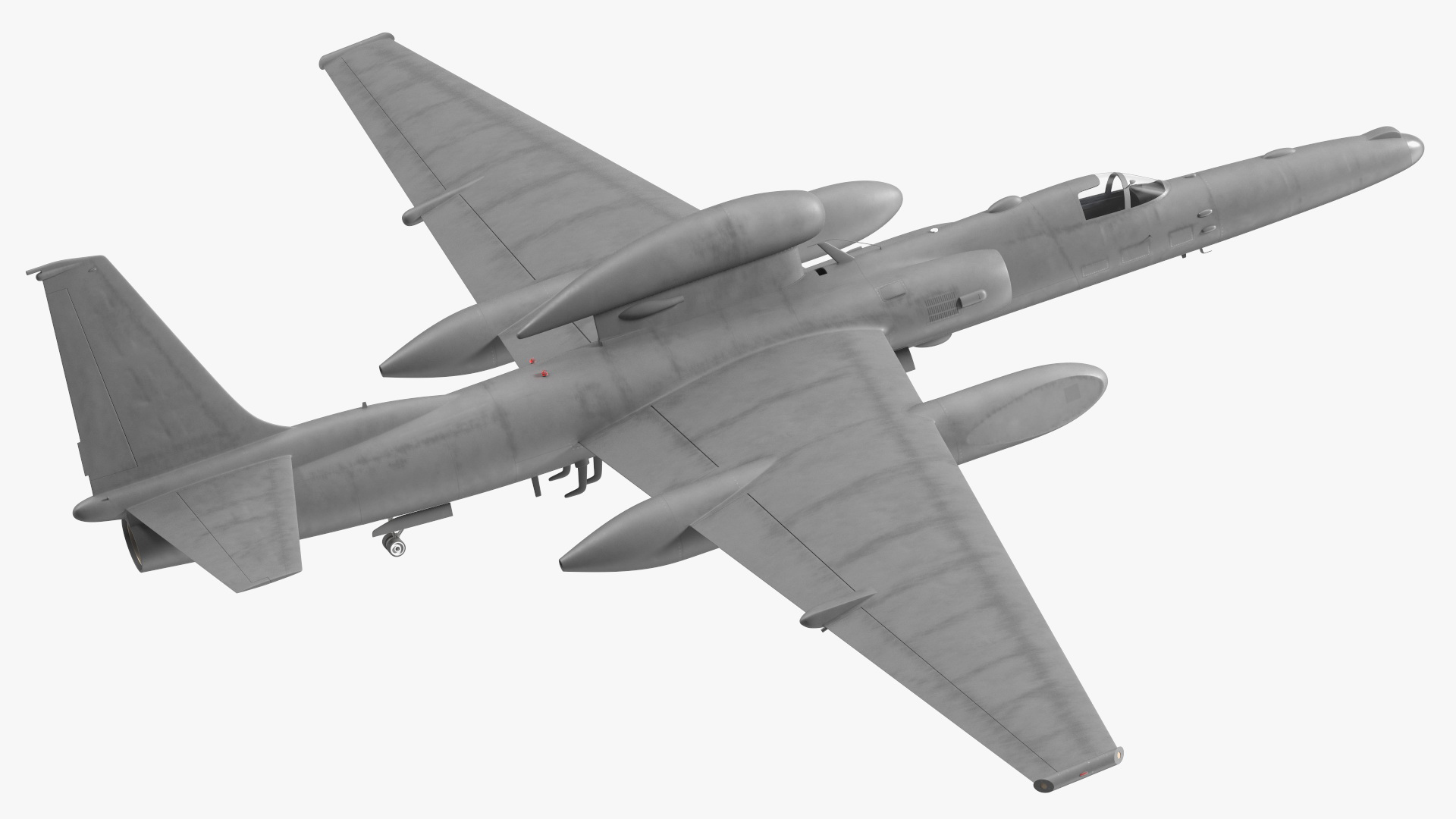 3D model Grey Reconnaissance Aircraft Simple Interior Rigged for Maya