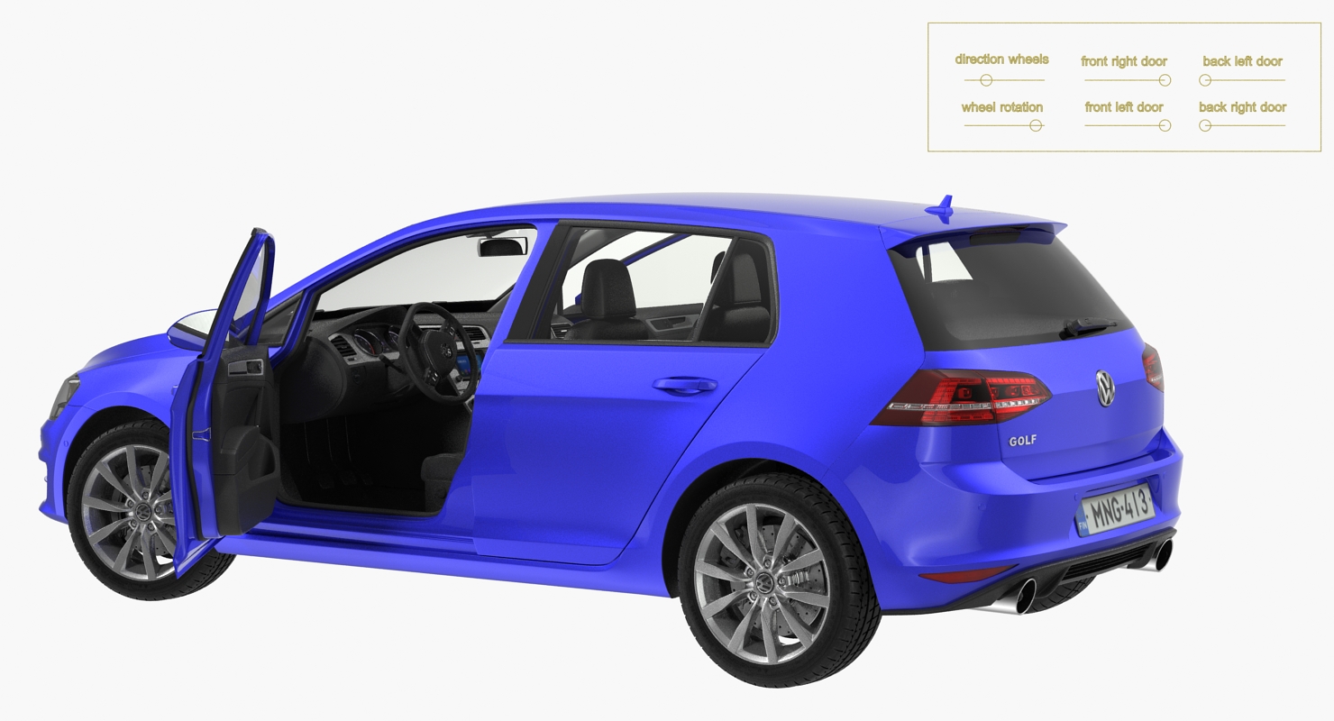 Volkswagen Golf 2017 Rigged 3D