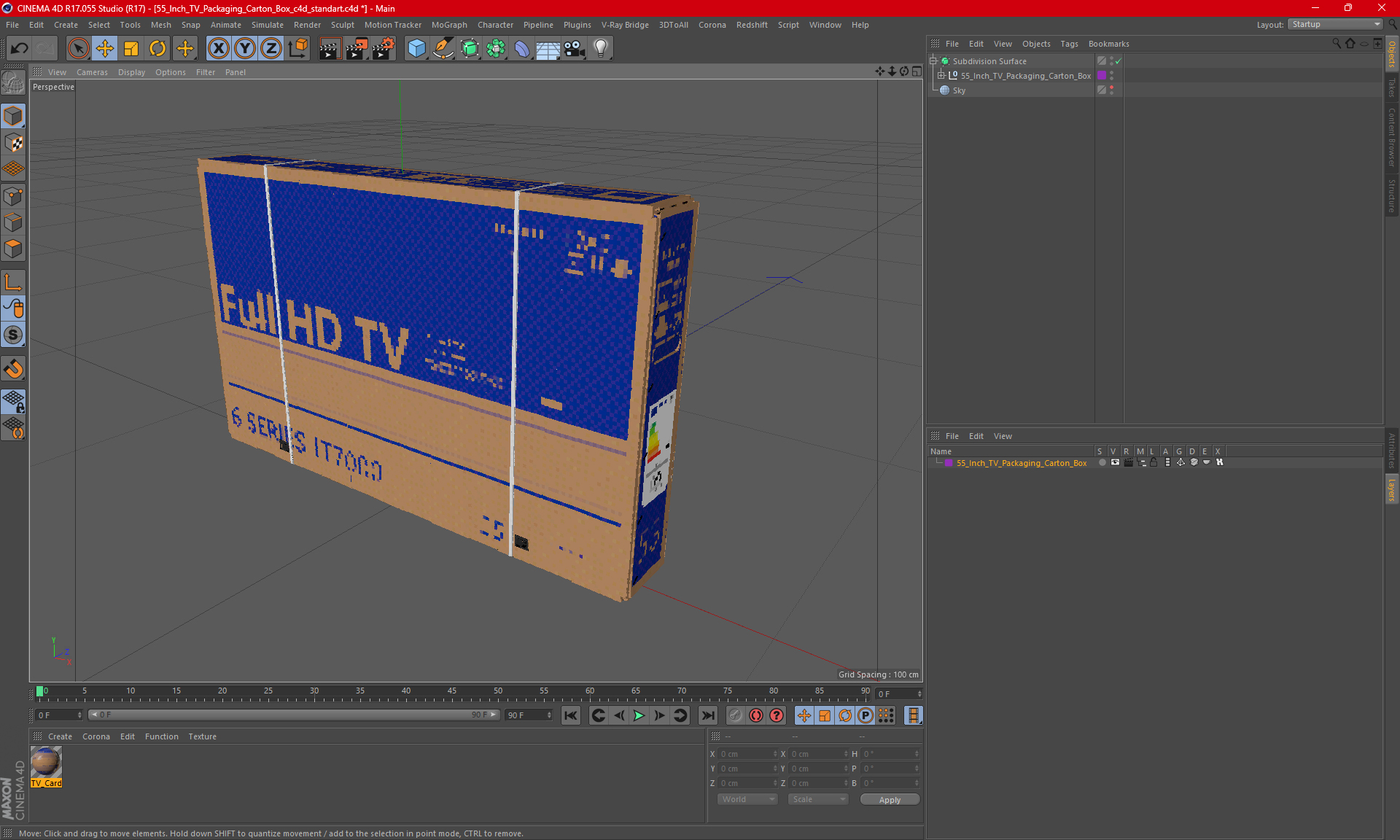 3D 55 Inch TV Packaging Carton Box