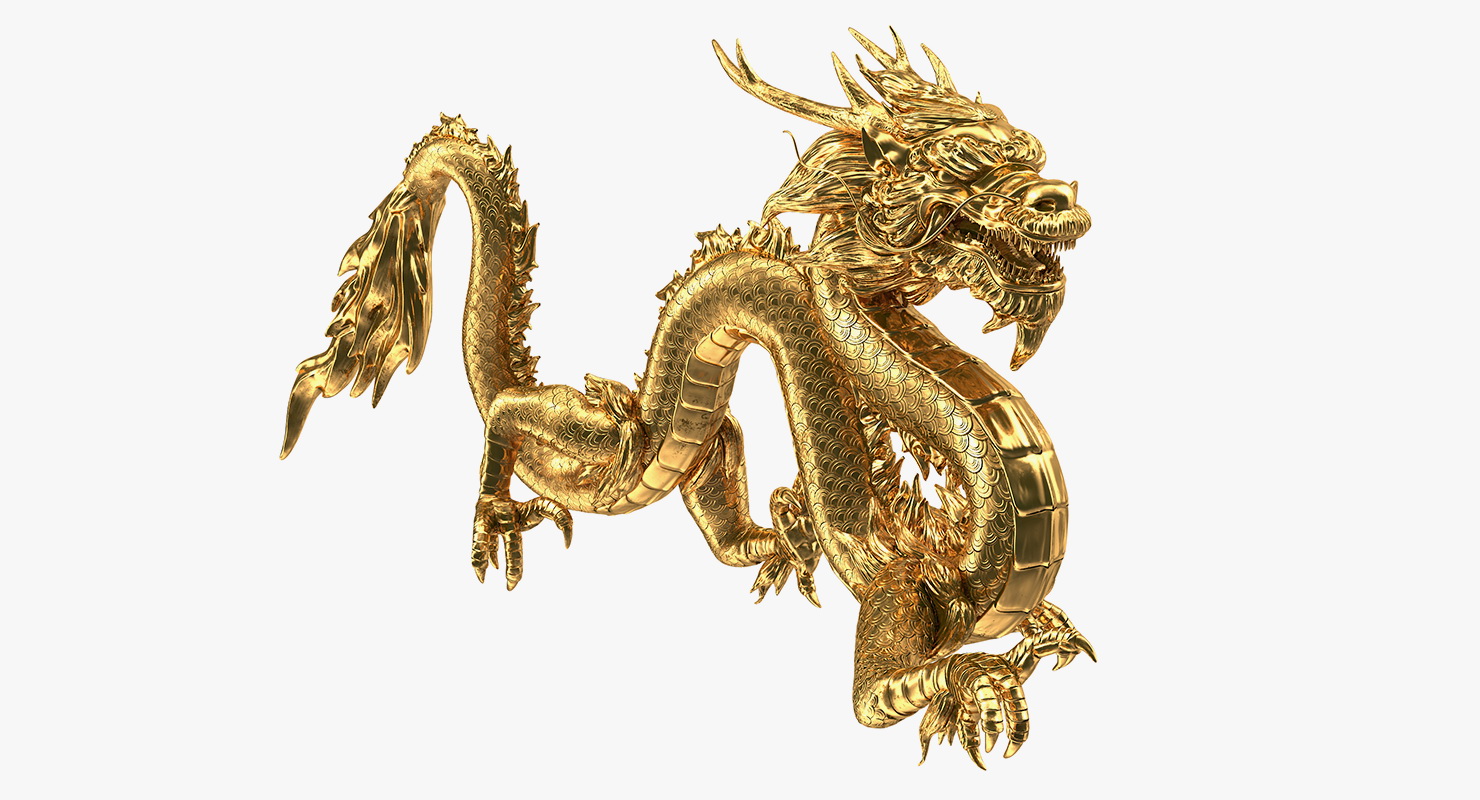 3D Golden Chinese Dragon