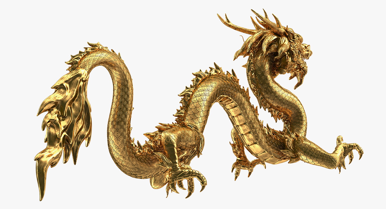 3D Golden Chinese Dragon