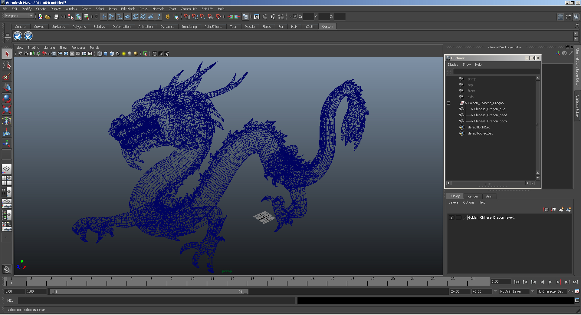 3D Golden Chinese Dragon