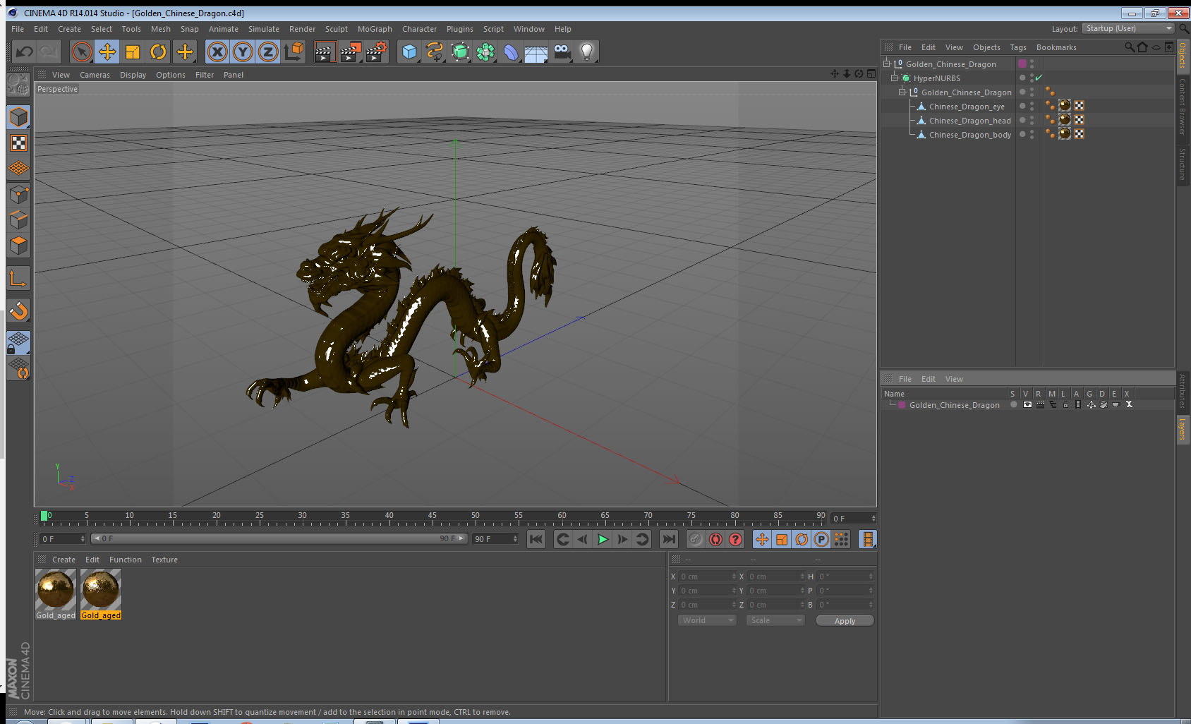 3D Golden Chinese Dragon