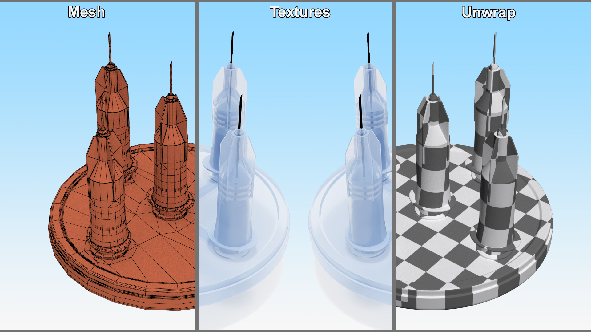 3D model Multi Injector 5 Needles Circular Transparent