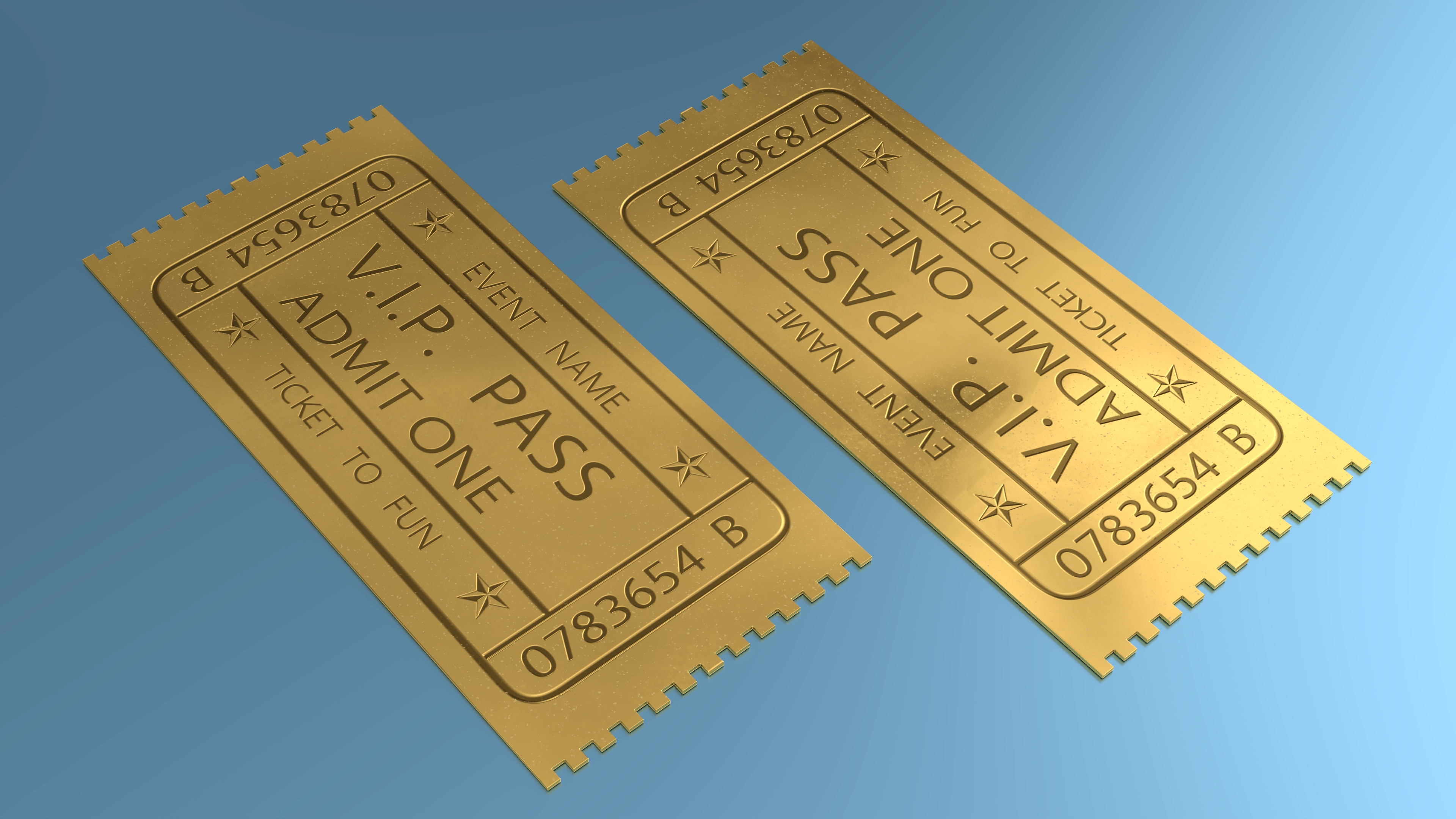 Event Admission Golden Ticket 3D model