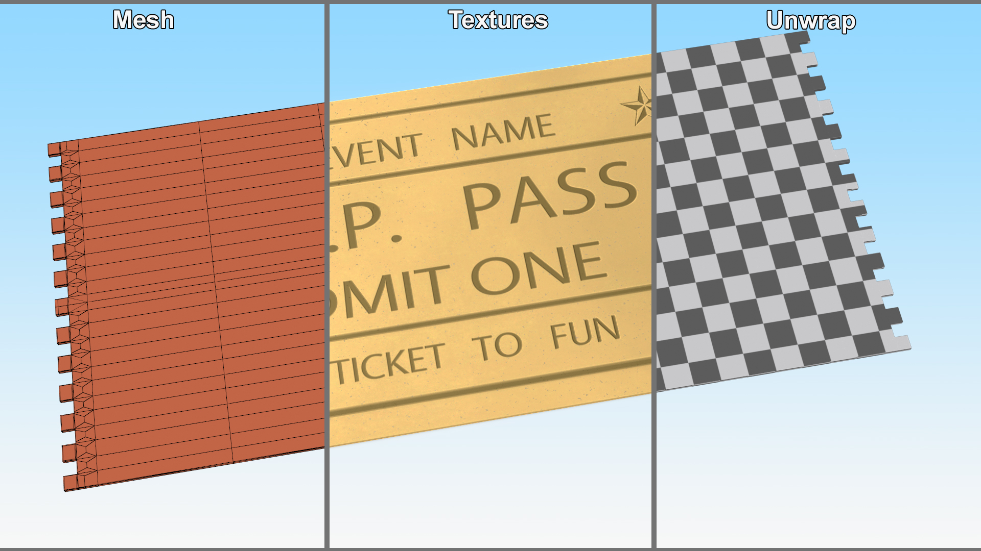 Event Admission Golden Ticket 3D model