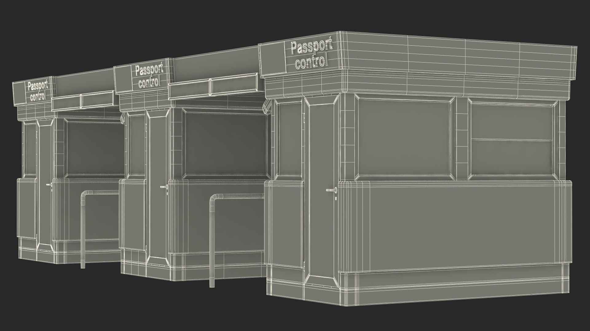 3D model Airport Border Control Counter Blue