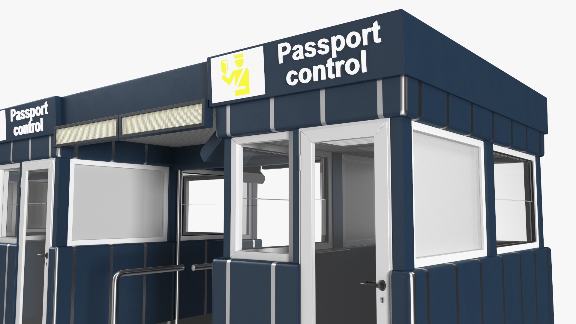 3D model Airport Border Control Counter Blue