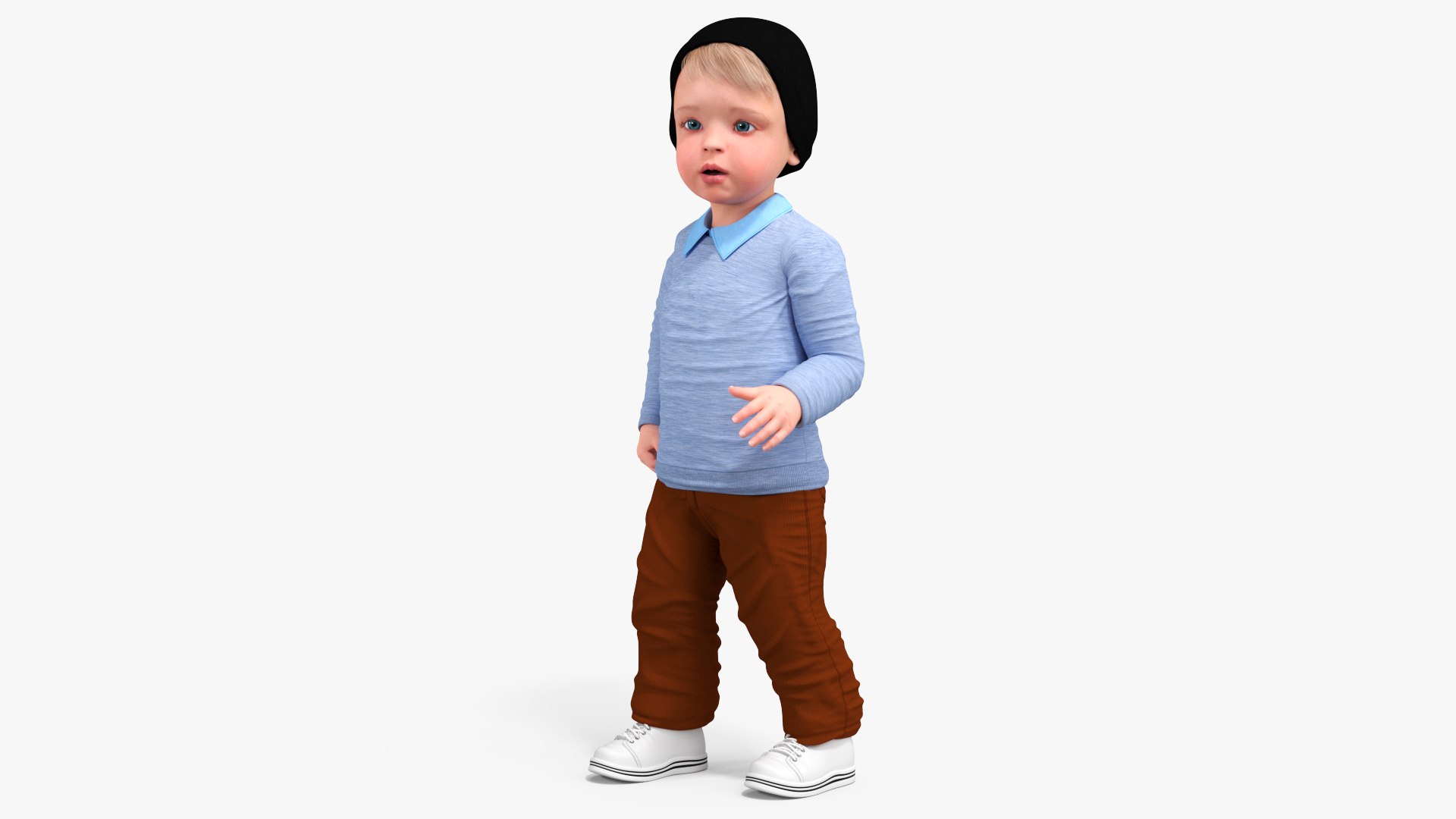 Little Twins on Swing Fur Rigged 3D