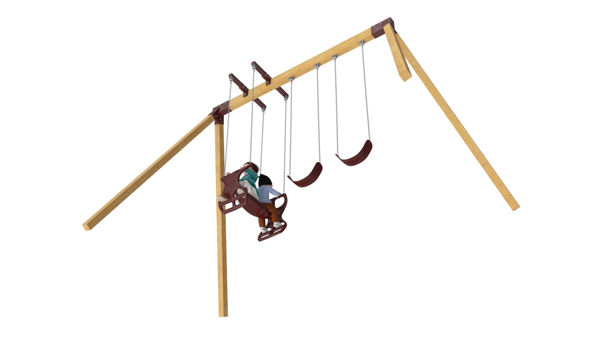 Little Twins on Swing Fur Rigged 3D