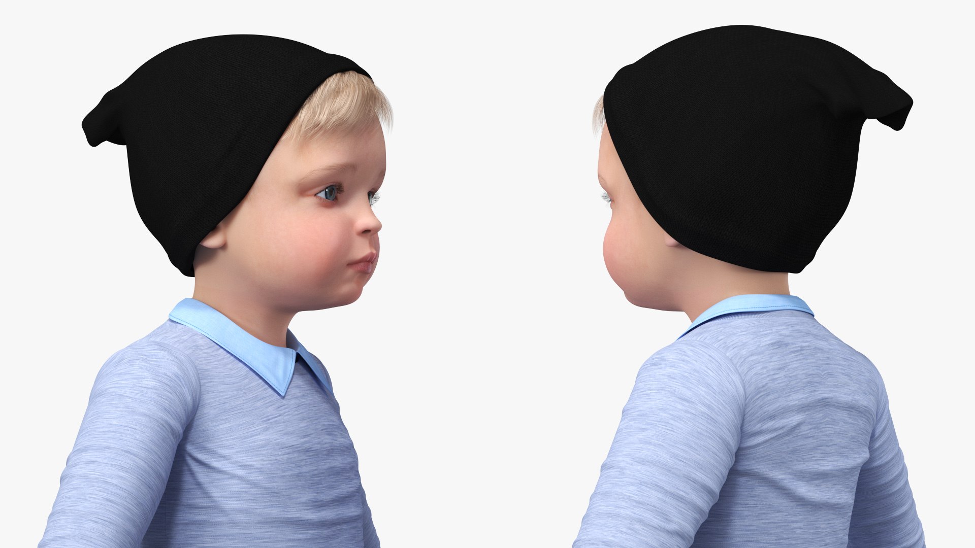 Little Twins on Swing Fur Rigged 3D