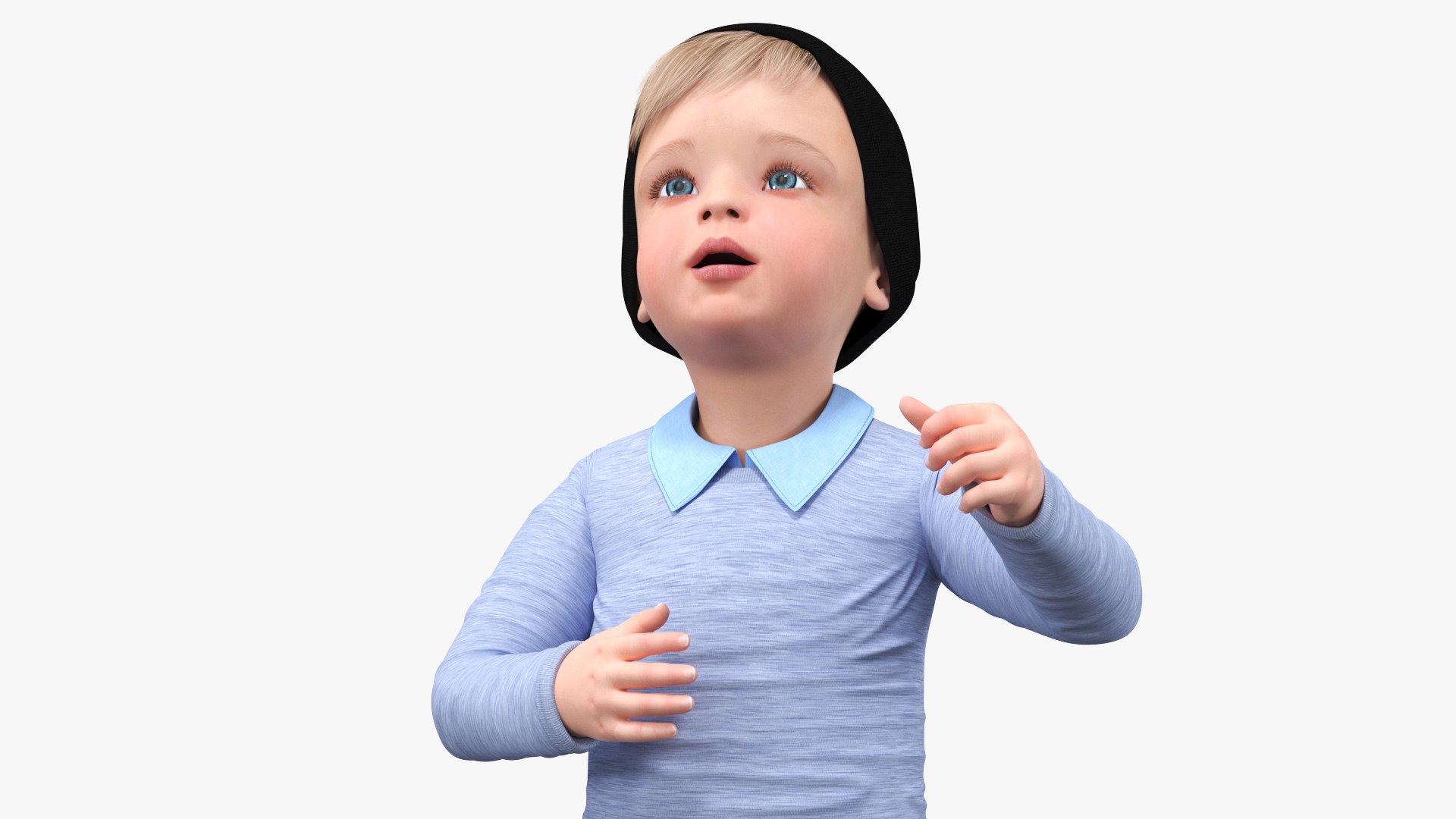 Little Twins on Swing Fur Rigged 3D