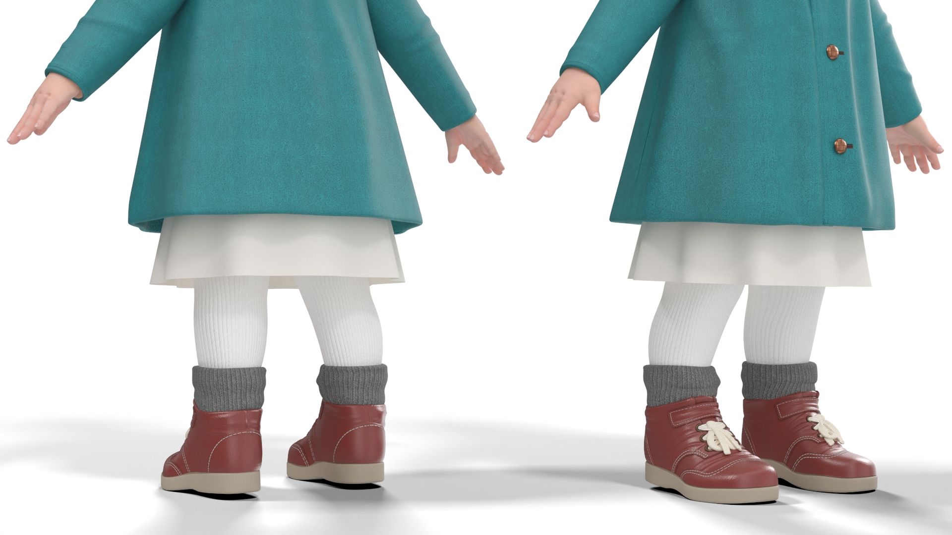 Little Twins on Swing Fur Rigged 3D