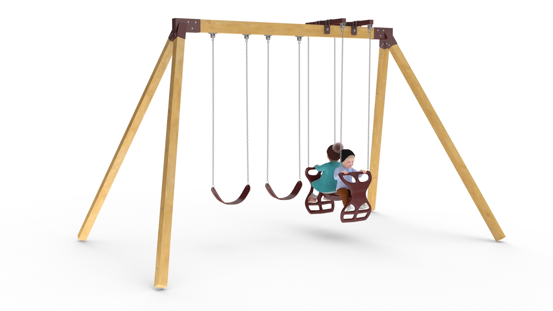 Little Twins on Swing Fur Rigged 3D