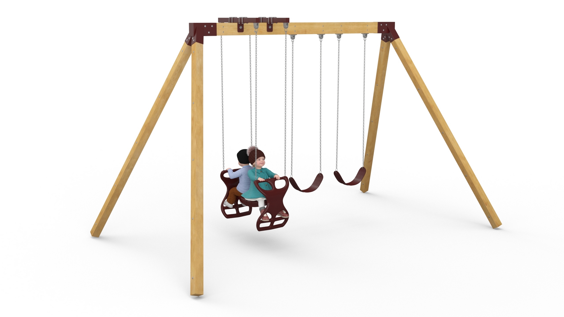 Little Twins on Swing Fur Rigged 3D
