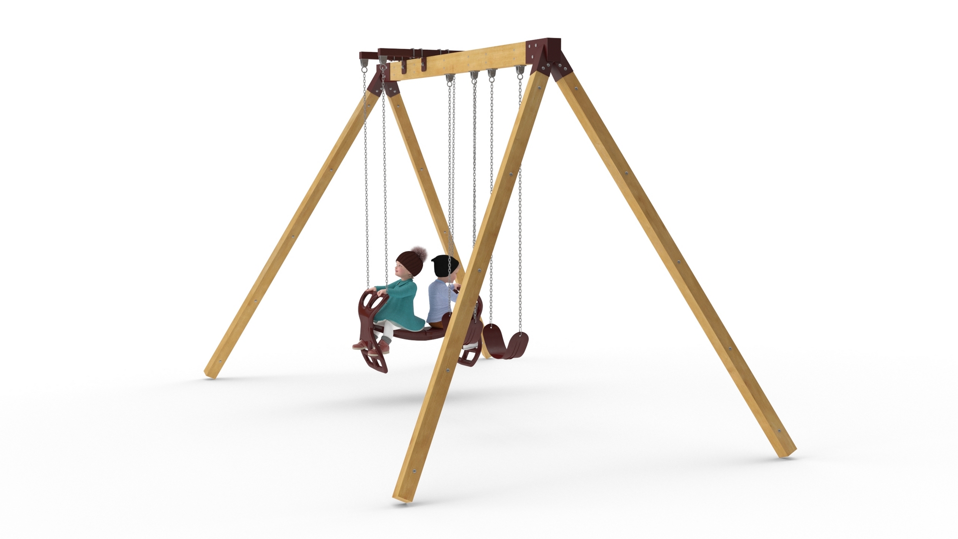 Little Twins on Swing Fur Rigged 3D