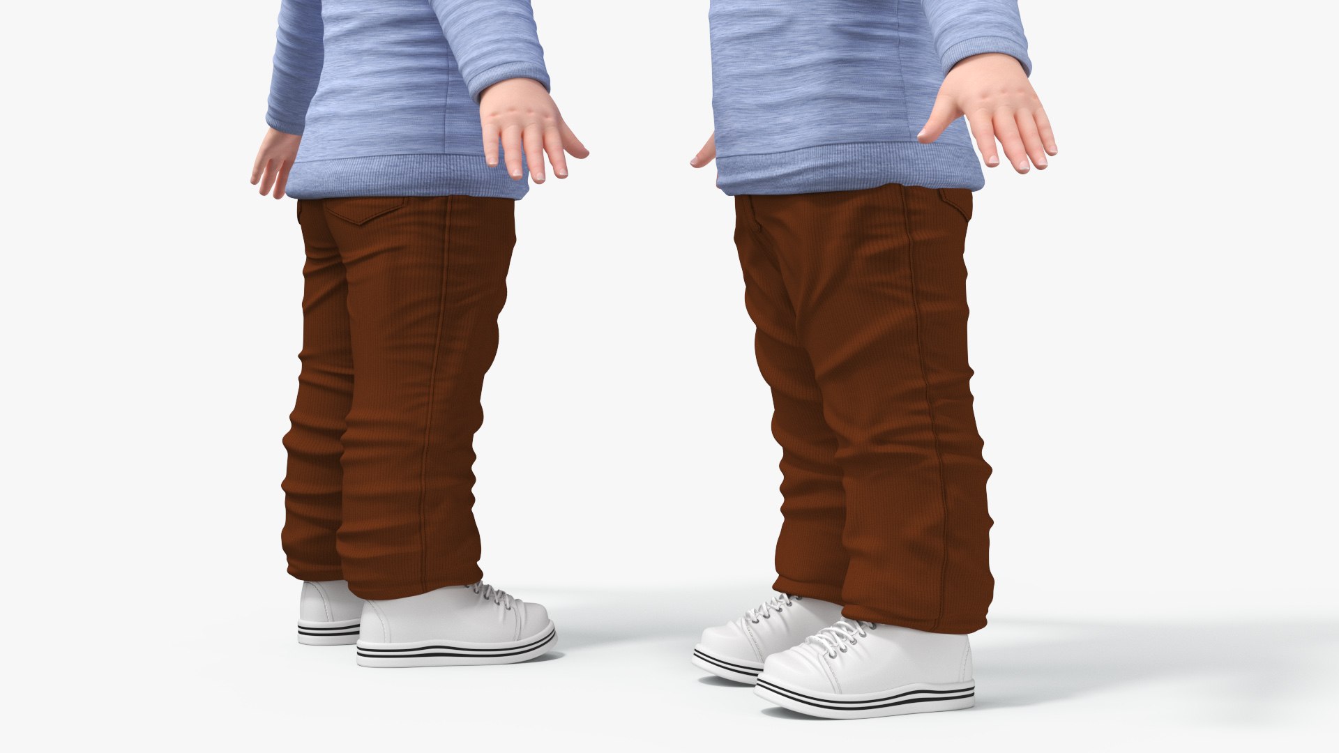 Little Twins on Swing Fur Rigged 3D