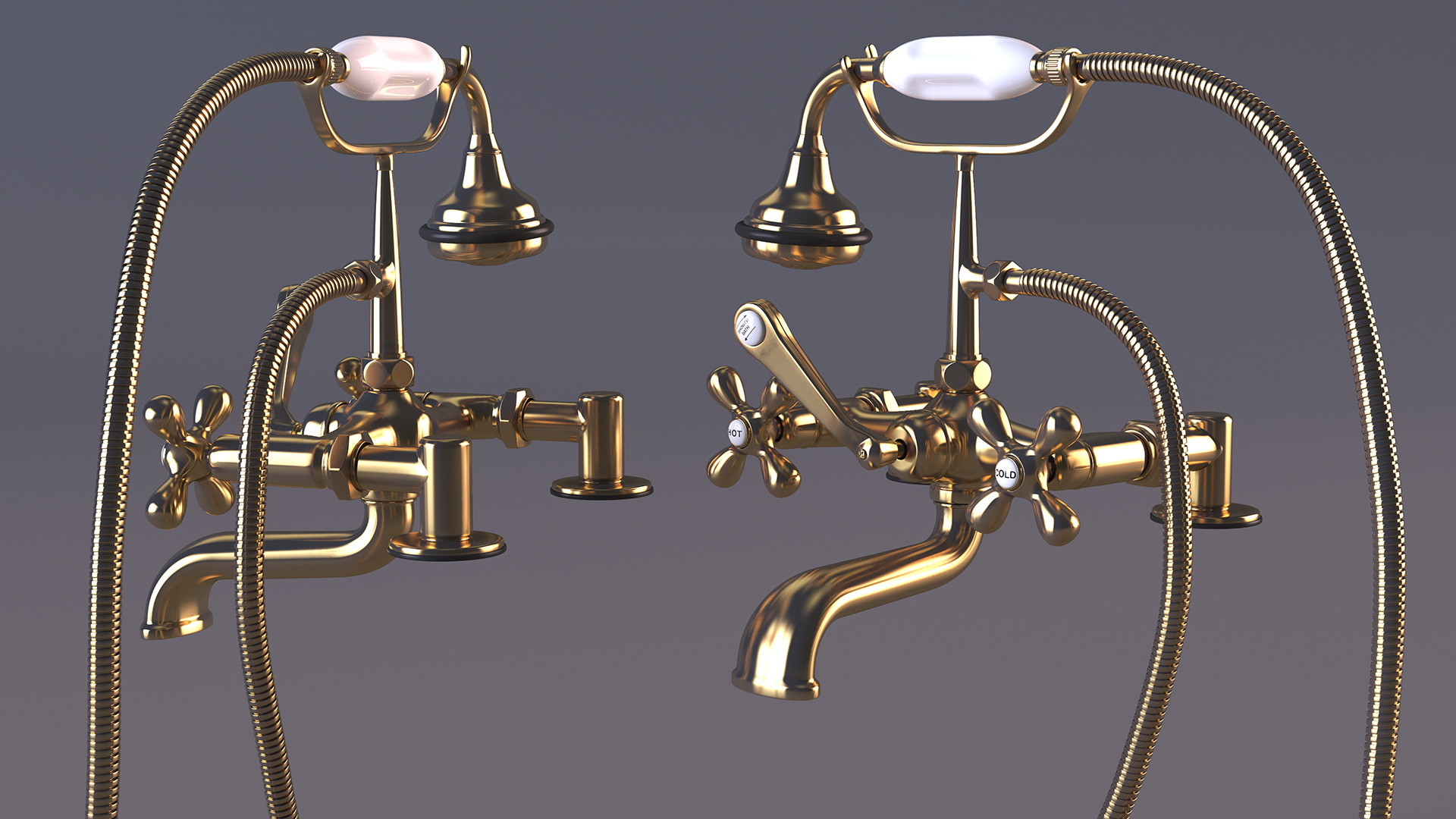 Classic Bronze Bath Shower Mixer 3D